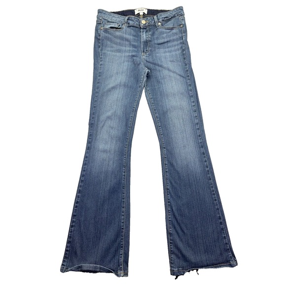 Paige High‎ Rise Bell Canyon Flare Women's Sz 29 Fits 28" Light Wash Blue Jeans - Picture 1 of 10